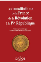 Les constitutions de la france de la révolution à la ive république. réimpression