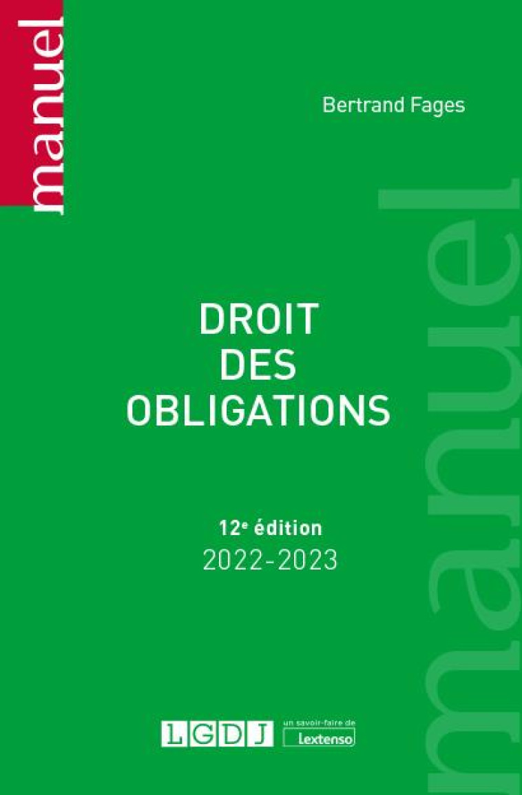 DROIT DES OBLIGATIONS - FAGES BERTRAND - LGDJ