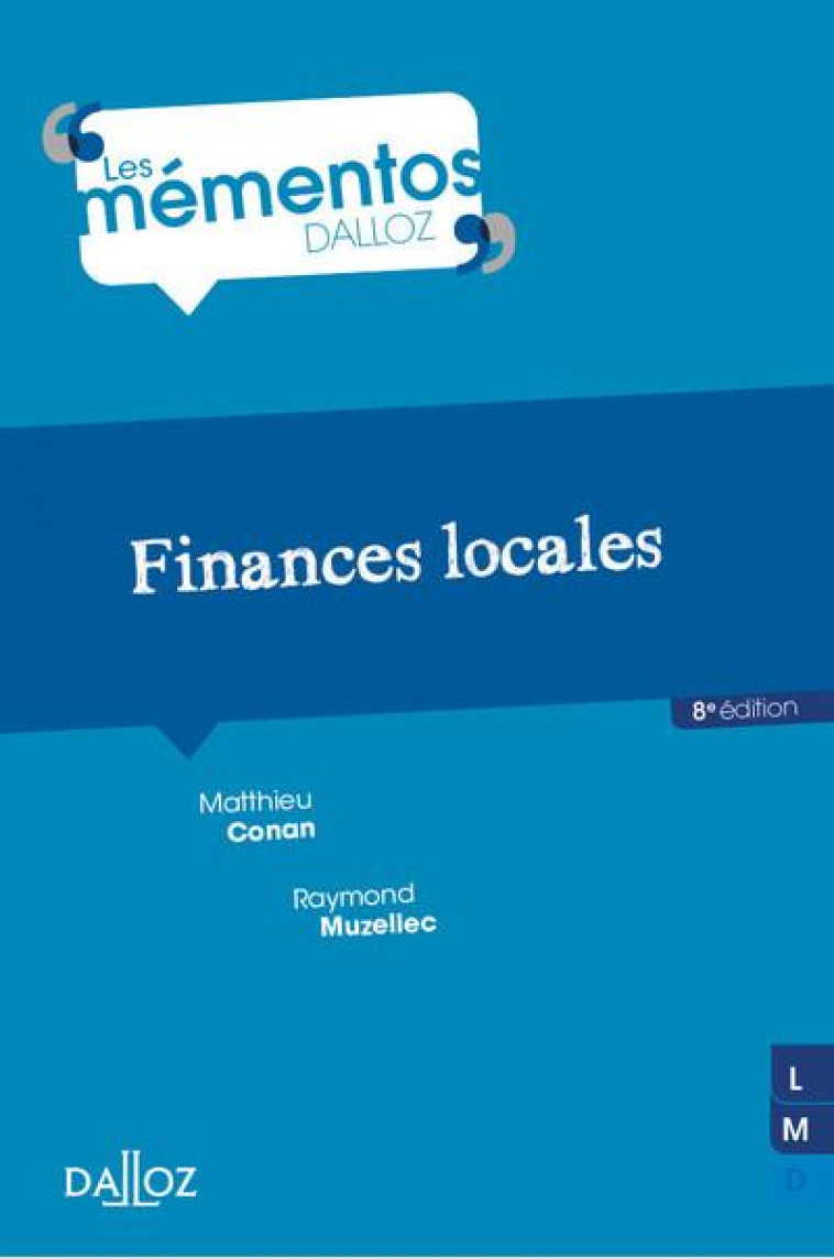 FINANCES LOCALES. 8E ED. - CONAN/MUZELLEC - DALLOZ