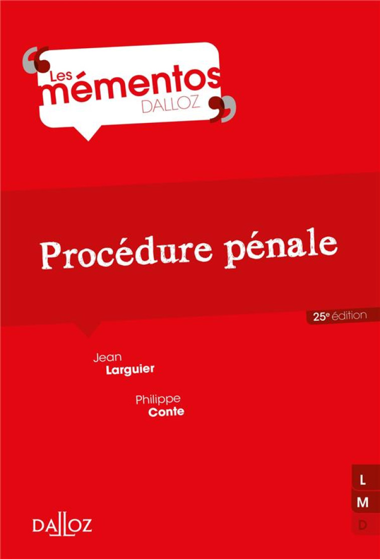 PROCEDURE PENALE. 25E ED. - LARGUIER/CONTE - DALLOZ