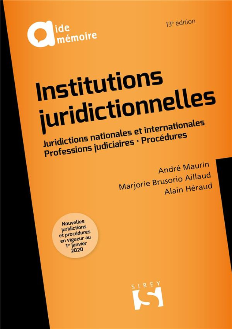 INSTITUTIONS JURIDICTIONNELLES. 13E ED. - BRUSORIO-AILLAUD - DALLOZ