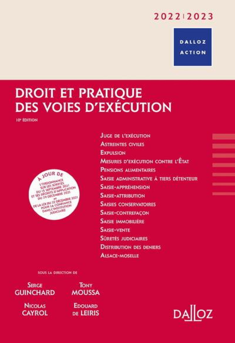 DROIT ET PRATIQUE DES VOIES D'EXECUTION 2022/2023 10ED - ARBELLOT/BLOCH/DUMAS - DALLOZ