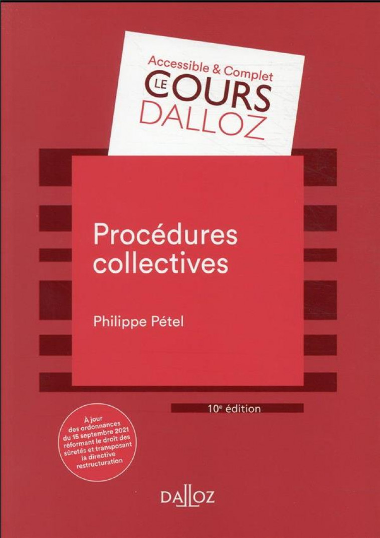 PROCEDURES COLLECTIVES. 10E ED. - PETEL PHILIPPE - DALLOZ