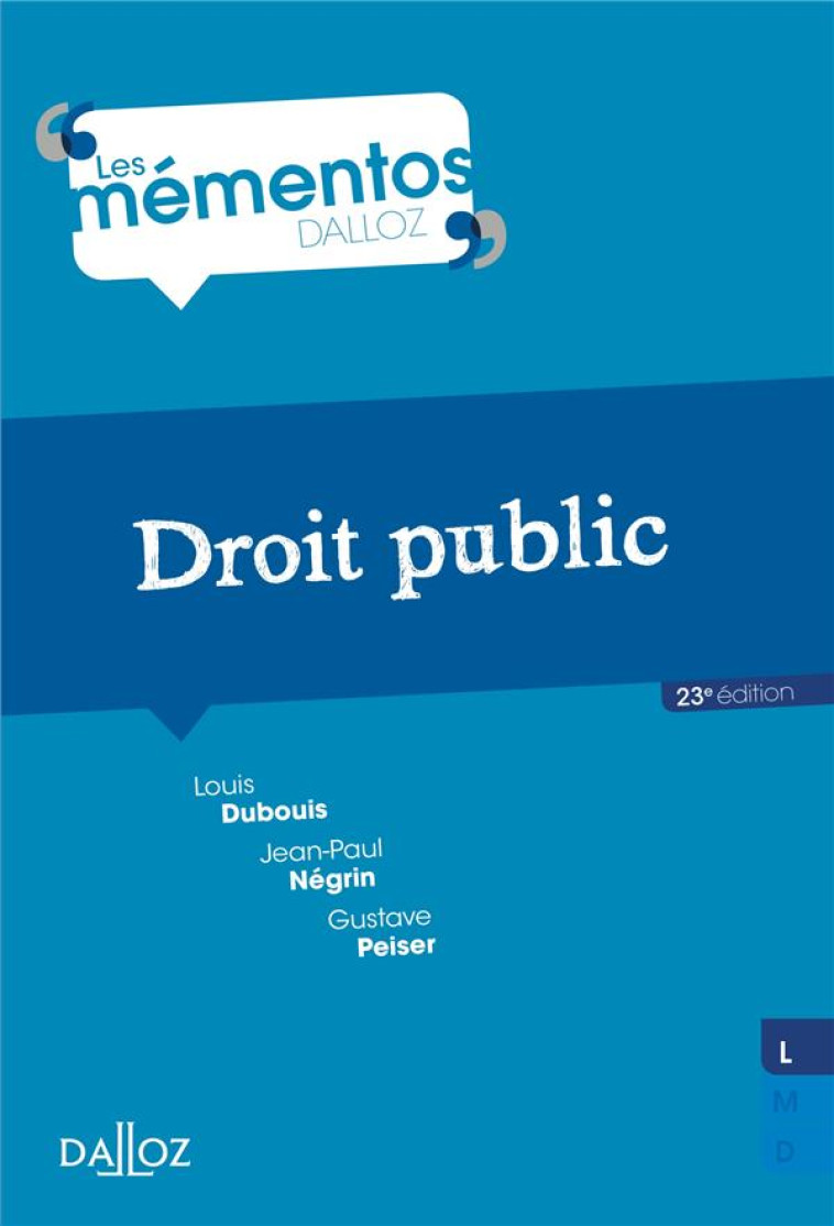 DROIT PUBLIC. 23E ED. - DUBOUIS/NEGRIN - DALLOZ