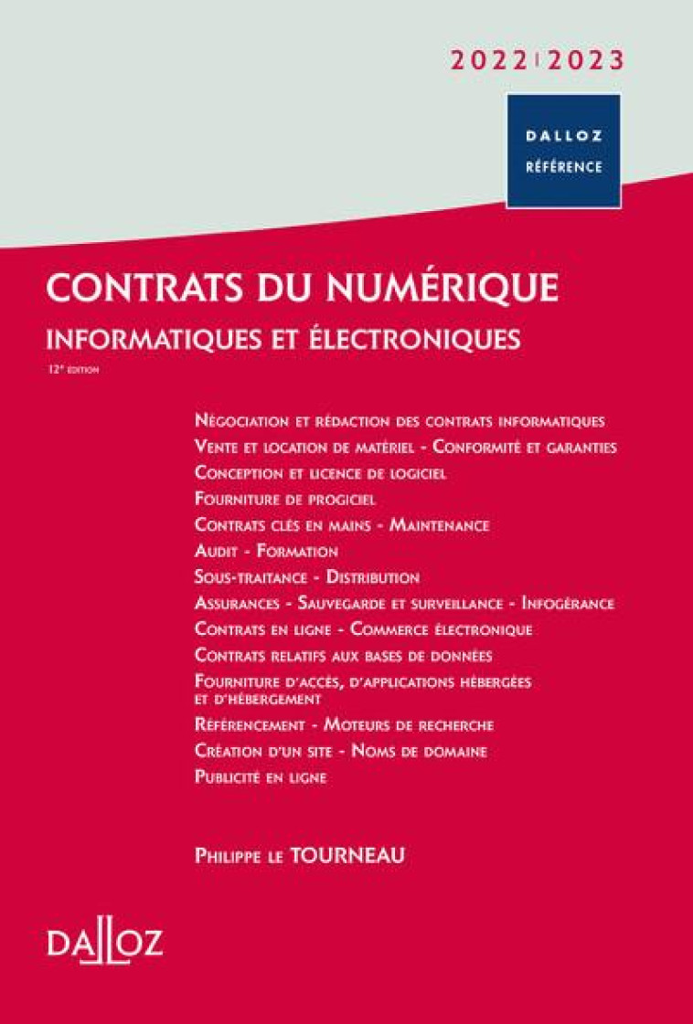 CONTRATS DU NUMERIQUE 2022/23 12ED - INFORMATIQUES ET ELECTRONIQUES - COLLECTIF - DALLOZ