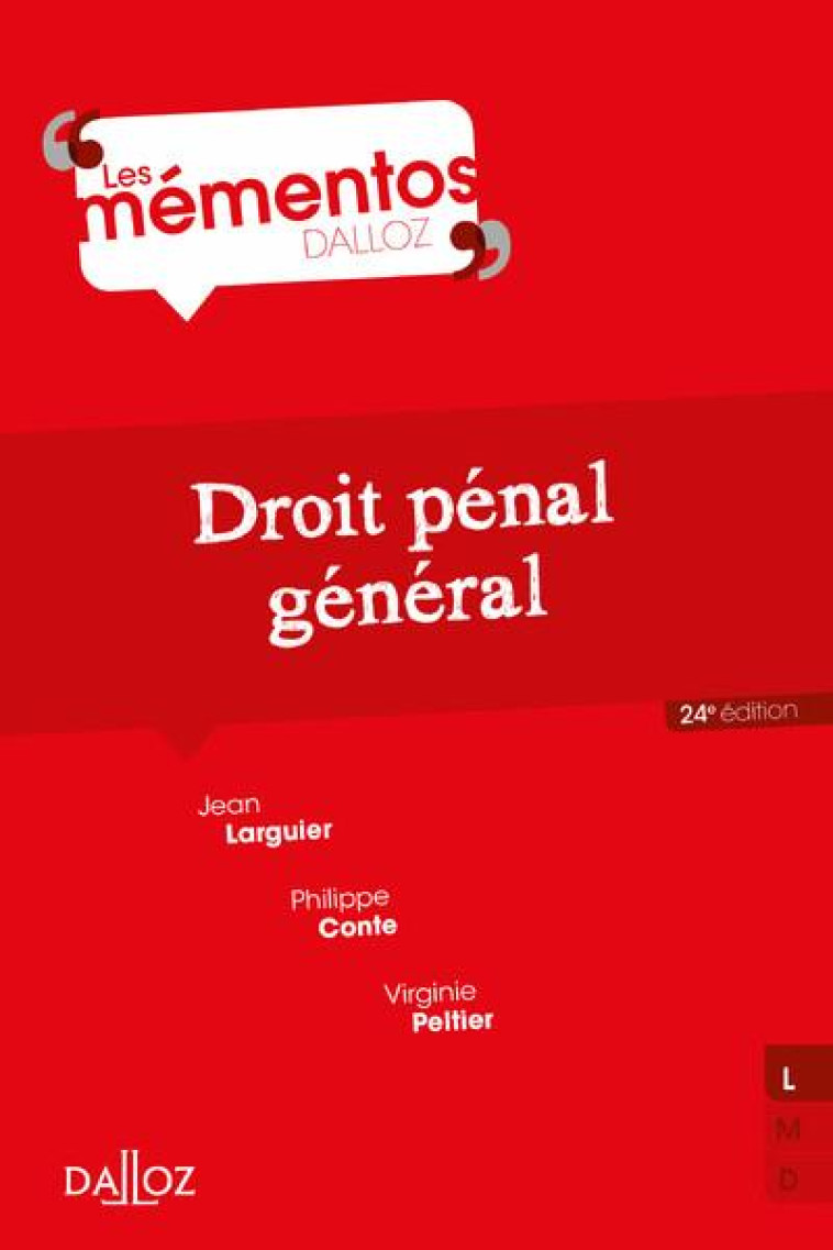 DROIT PENAL GENERAL. 24E ED. - MAISTRE DU CHAMBON - DALLOZ