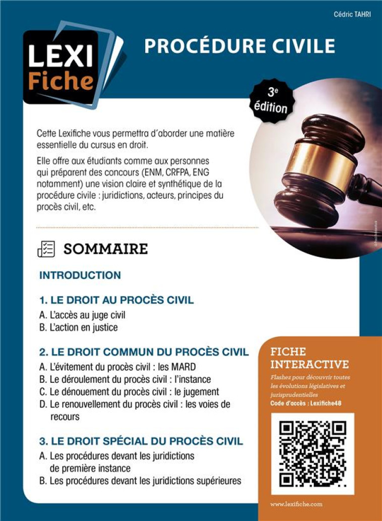 PROCEDURE CIVILE - 3E EDITION - TAHRI CEDRIC - ENRICK