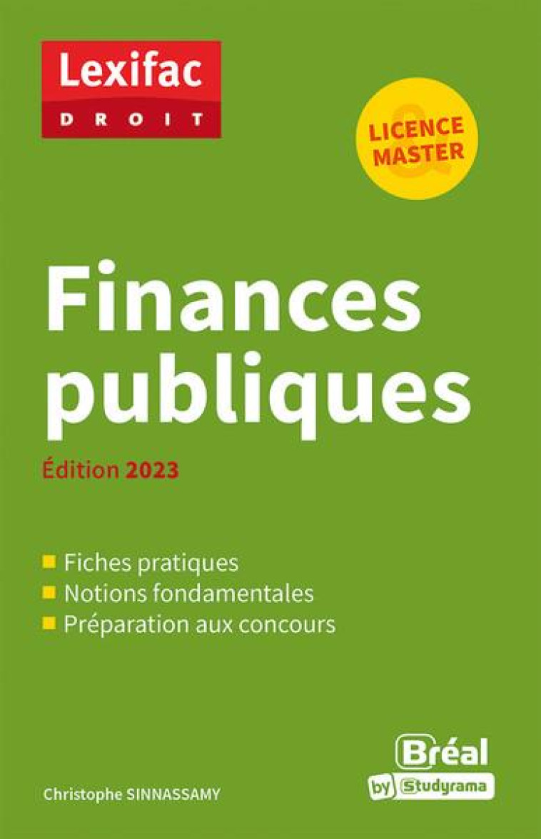 FINANCES PUBLIQUES - EDITION 2023 - SINNASSAMY C. - BREAL