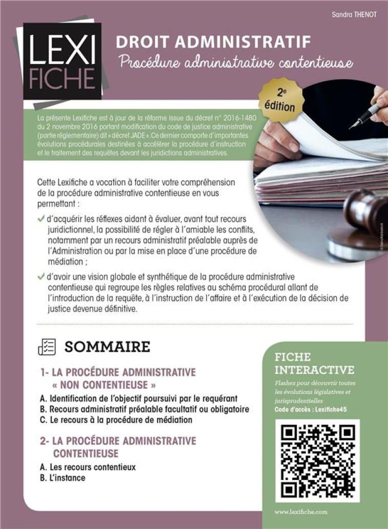 DROIT ADMINISTRATIF 2E EDITION - PROCEDURE ADMINISTRATIVE CONTENTIEUSE - THENOT SANDRA - ENRICK