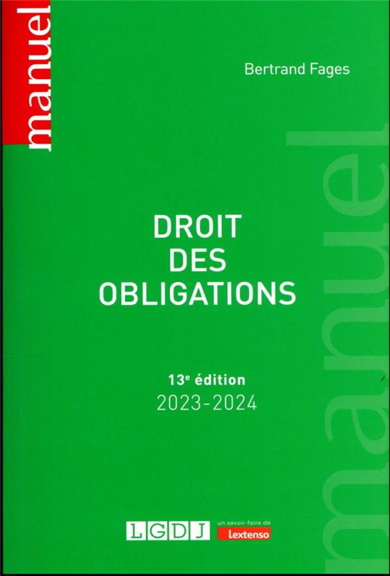 DROIT DES OBLIGATIONS - FAGES BERTRAND - LGDJ