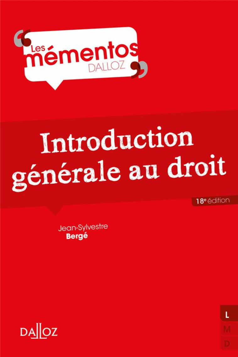 INTRODUCTION GENERALE AU DROIT 18ED - BERGE JEAN-SYLVESTRE - DALLOZ