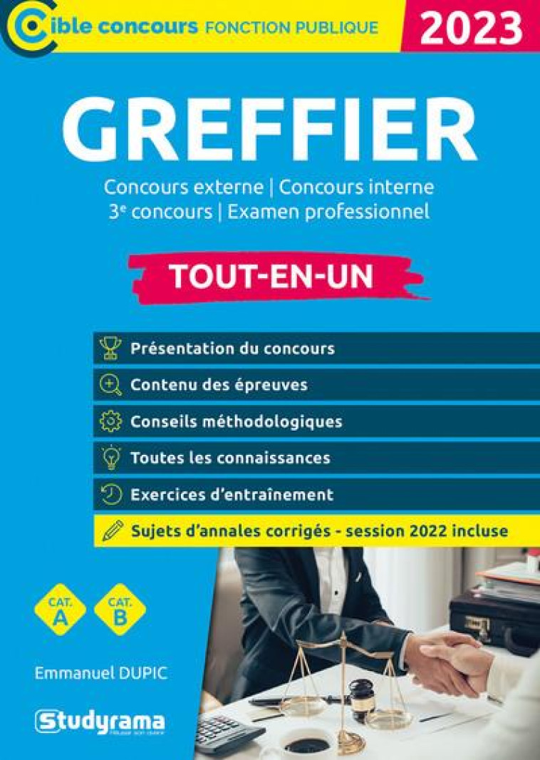 CIBLE CONCOURS FONCTION PUBLIQUE - GREFFIER - CONCOURS EXTERNE  CONCOURS INTERNE  3E CONCOURS  EX - DUPIC EMMANUEL - STUDYRAMA