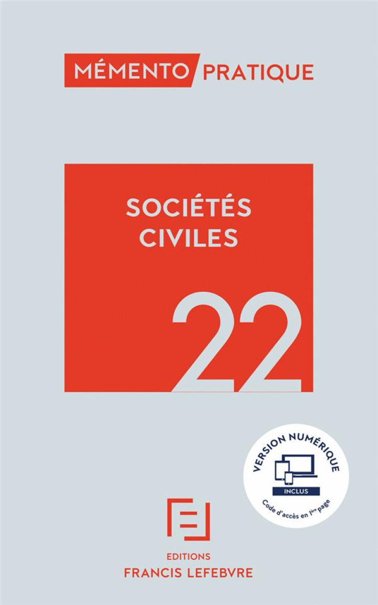 MEMENTO SOCIETES CIVILES 2022 - REDACTION F L. - LEFEBVRE