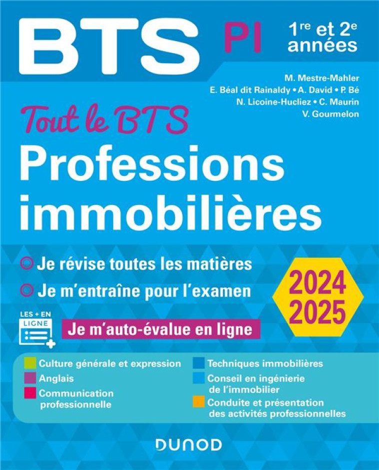 TOUT LE BTS PROFESSIONS IMMOBILIERES - 2024-2025 - 1RE ET 2E ANNEES - MESTRE MAHLER/DAVID - DUNOD