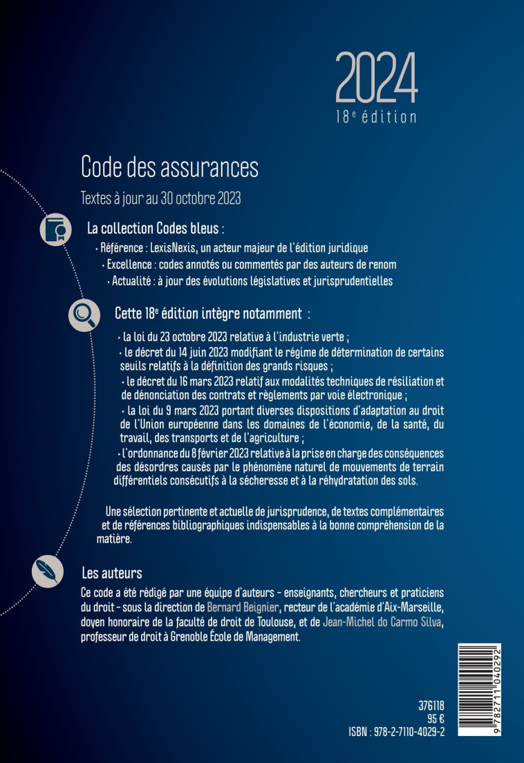 Code des assurances 2024 - Beignier Bernard, Do Carmo Silva Jean-Michel - LEXISNEXIS