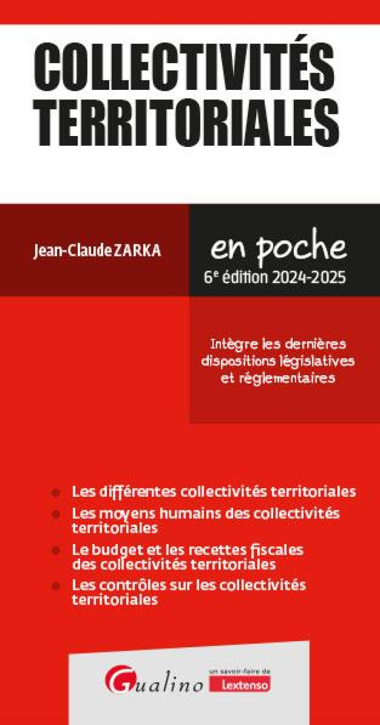 COLLECTIVITES TERRITORIALES - INTEGRE LES MESURES DE LA LOI DE FINANCES POUR 2024 - ZARKA JEAN-CLAUDE - GUALINO