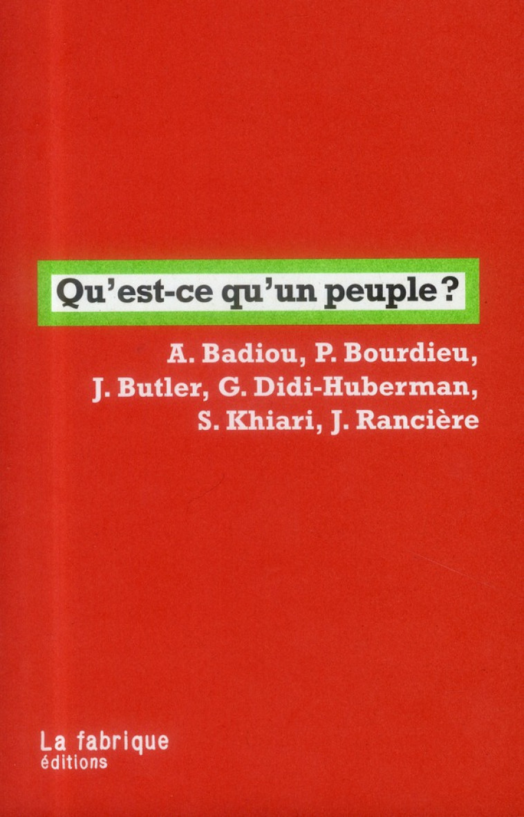 QU-EST-CE QU-UN PEUPLE ? - COLLECTIF - la Fabrique