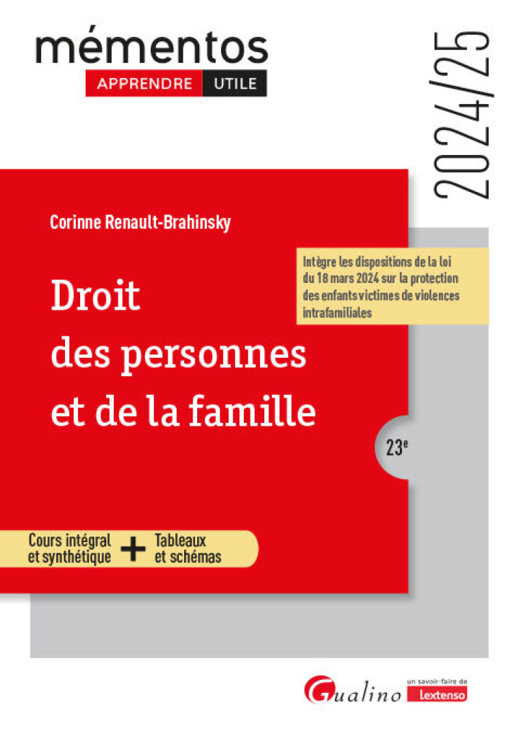 Droit des personnes et de la famille - Renault-Brahinsky Corinne - GUALINO