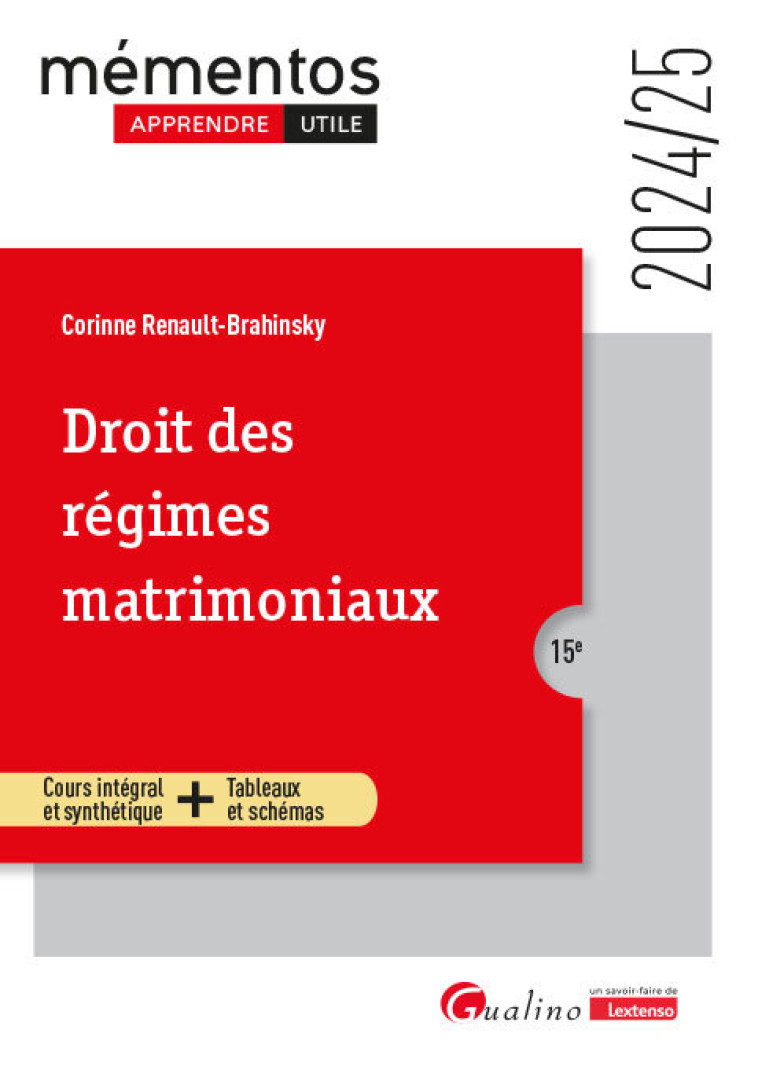 Droit des régimes matrimoniaux - Renault-Brahinsky Corinne - GUALINO