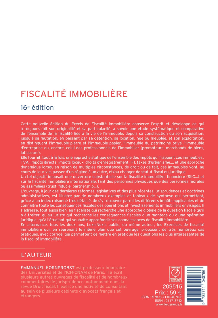 Fiscalité immobilière - KORNPROBST EMMANUEL - LEXISNEXIS