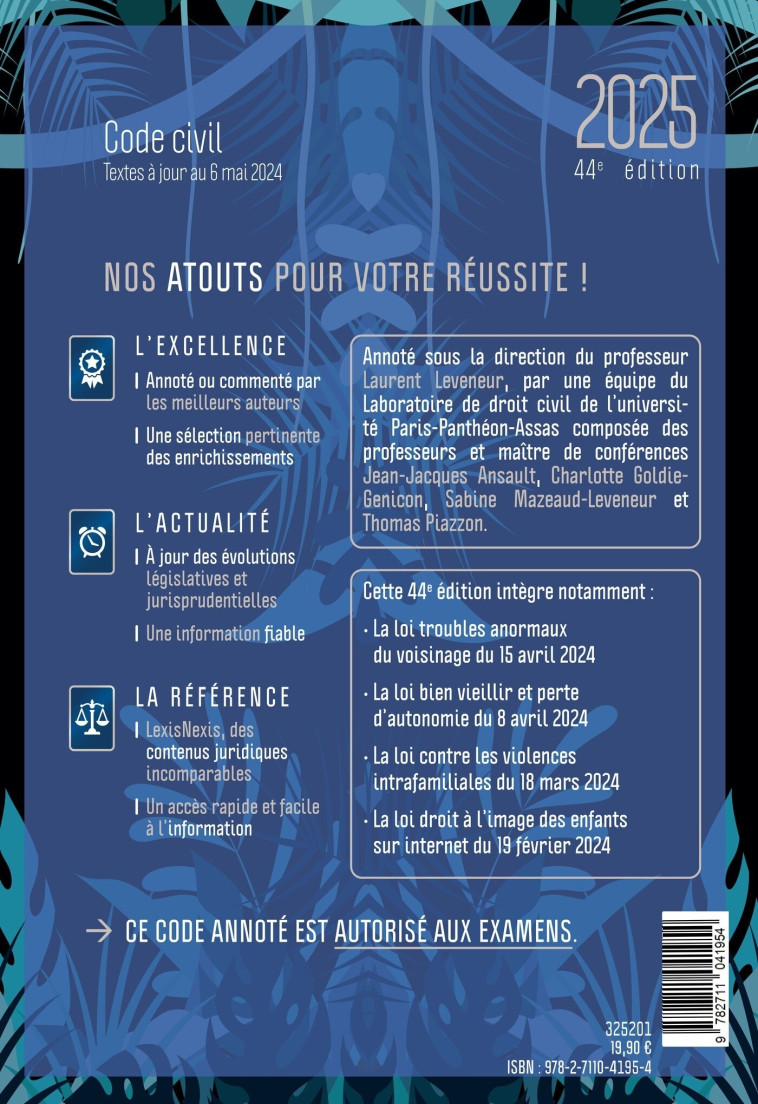 Code civil 2025 - Jungle - Leveneur (sous dir.) Laurent, Ansault Jean-Jacques, Goldie-Genicon Charlotte, Mazeaud-Leveneur Sabine, Piazzon Thomas - LEXISNEXIS