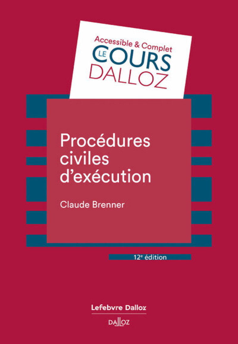 Procédures civiles d'exécution. 12e éd. - Brenner Claude - DALLOZ