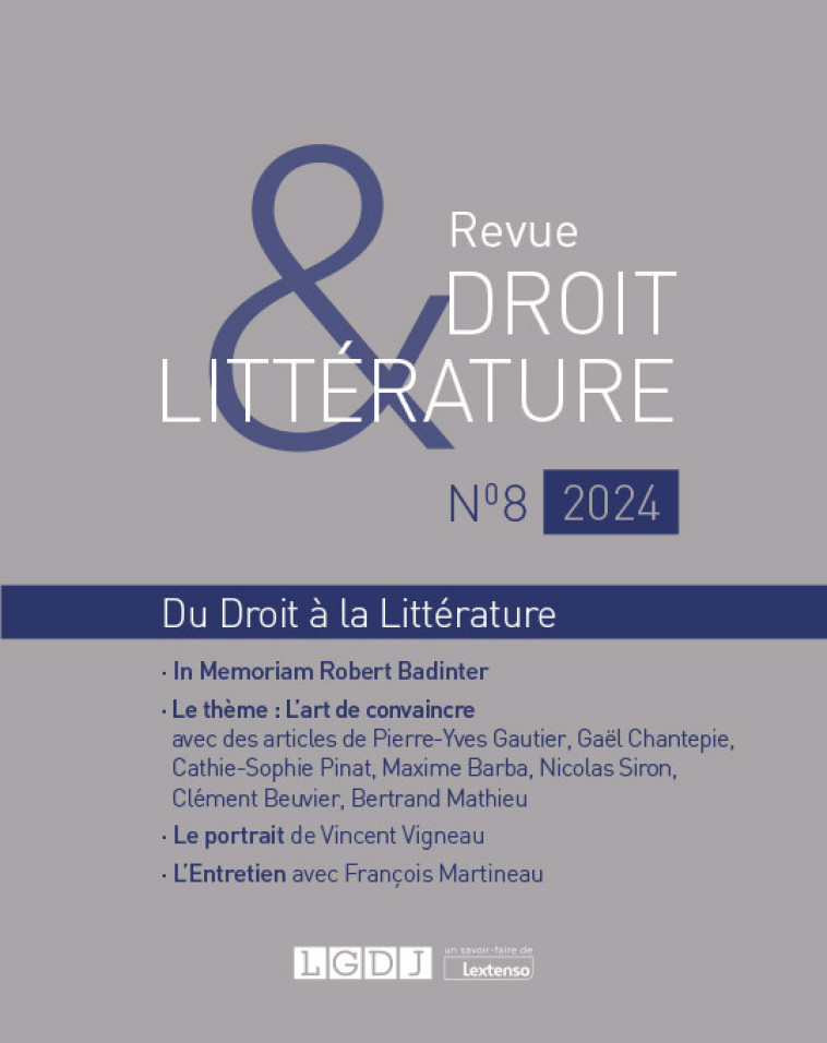 Revue Droit et Littérature N°8-2024 - Collectif  - LGDJ