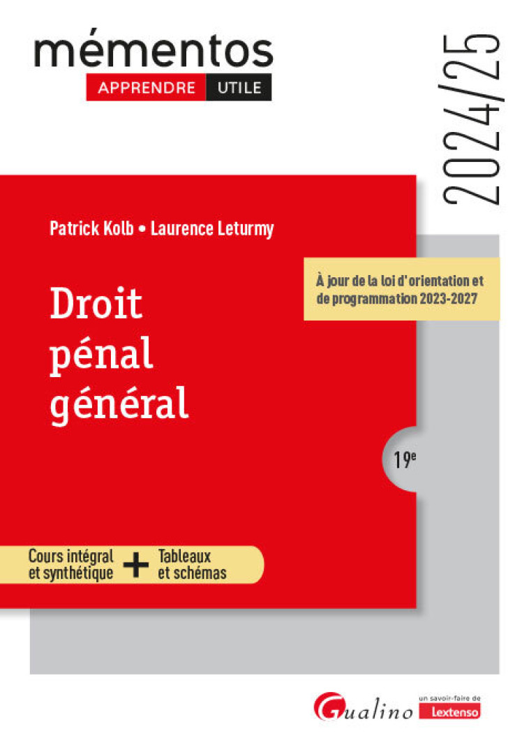 Droit pénal général - Kolb Patrick, Leturmy Laurence - GUALINO