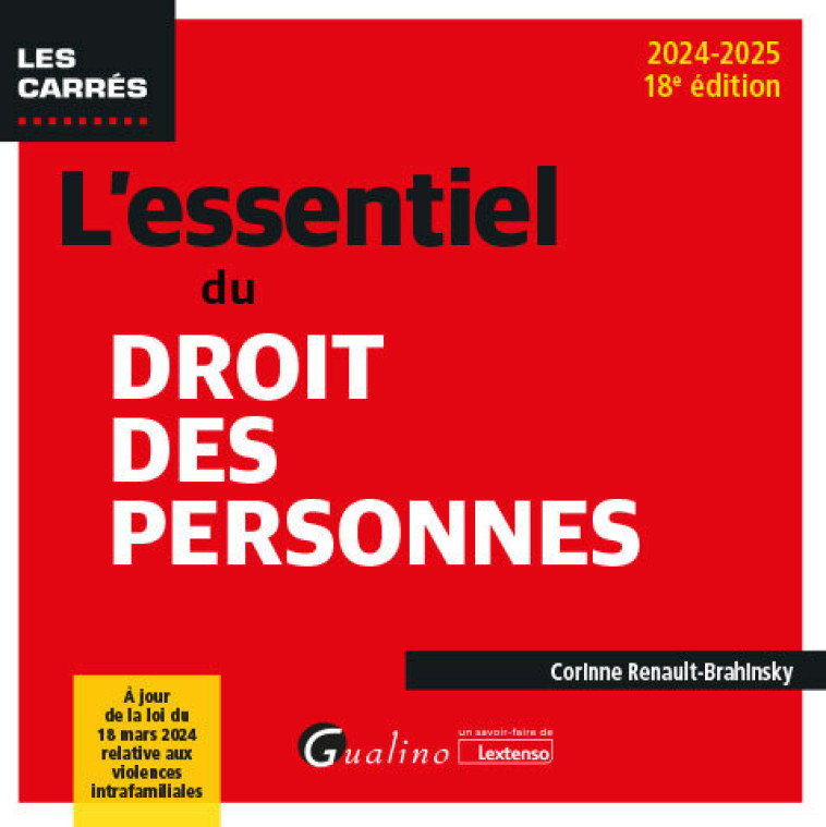 L'essentiel du droit des personnes - Renault-Brahinsky Corinne - GUALINO