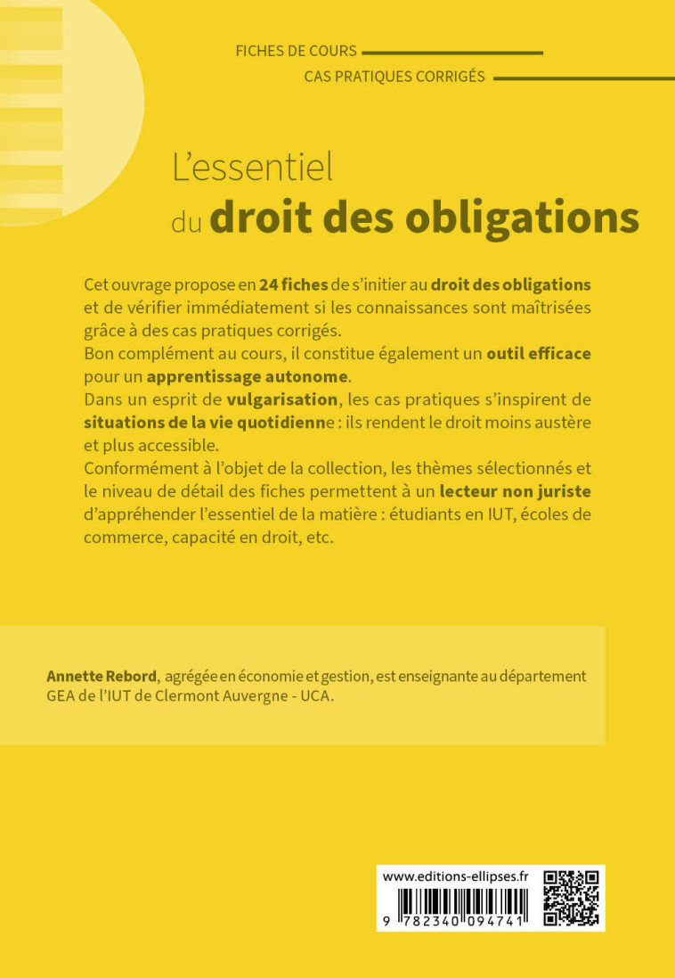 L'essentiel du droit des obligations - Rebord Annette - ELLIPSES