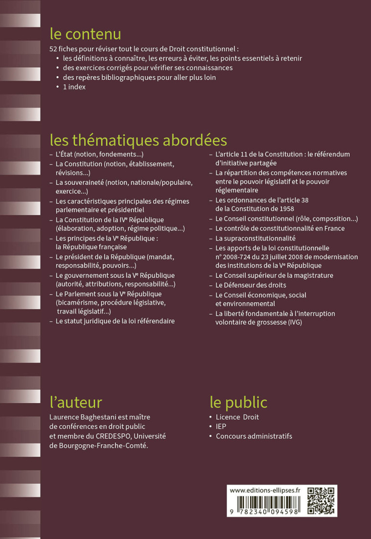 Fiches de Droit constitutionnel - Baghestani Laurence - ELLIPSES