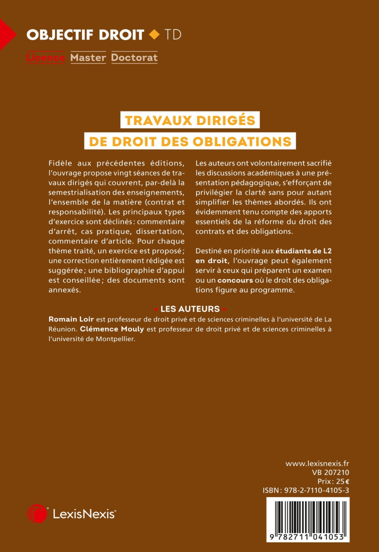 Travaux dirigés de droit des obligations - Mouly Clémence, Loir Romain - LEXISNEXIS