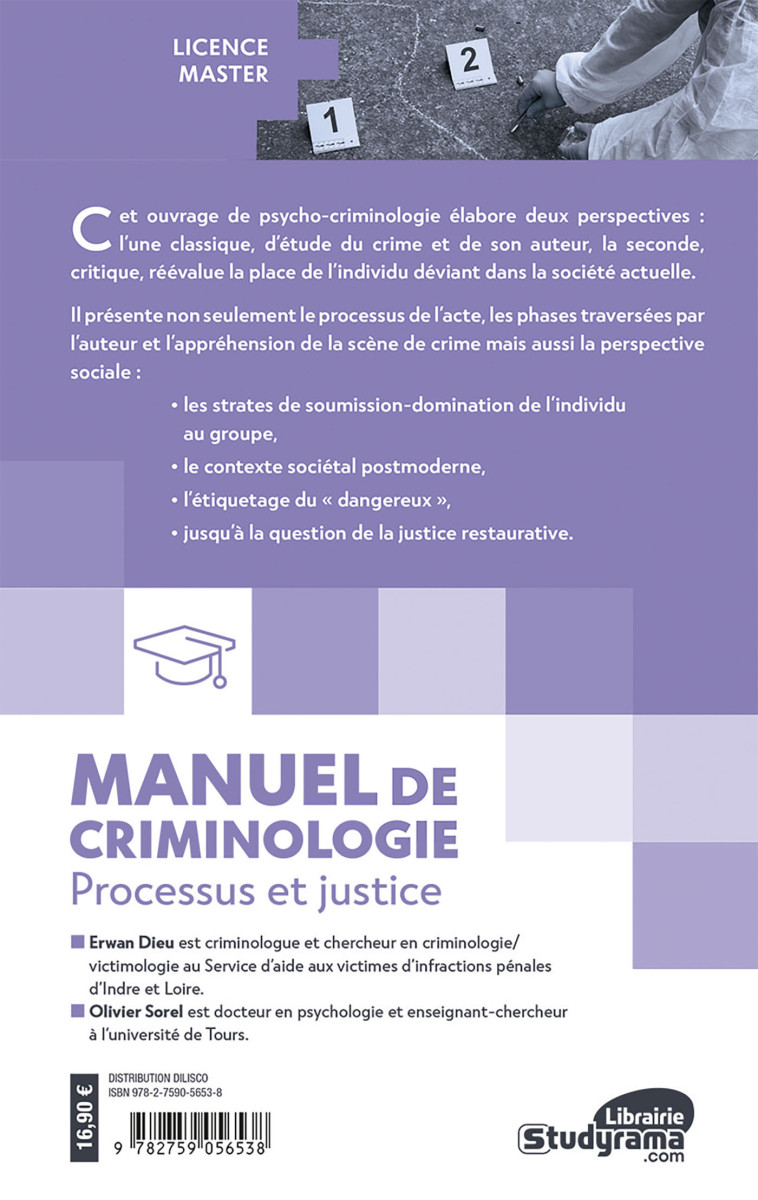 Manuel de criminologie - Dieu Erwan, Sorel Olivier - STUDYRAMA