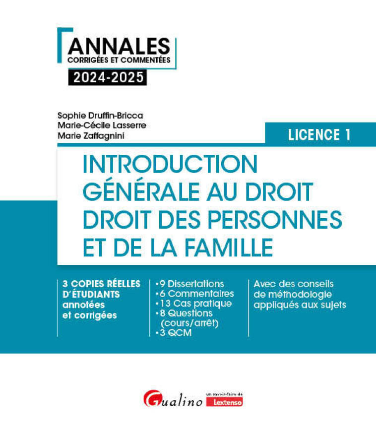 Introduction générale au droit et droit des personnes et de la famille - L1 - Lasserre Marie-Cécile, Druffin-Bricca Sophie, Zaffagnini Marie - GUALINO