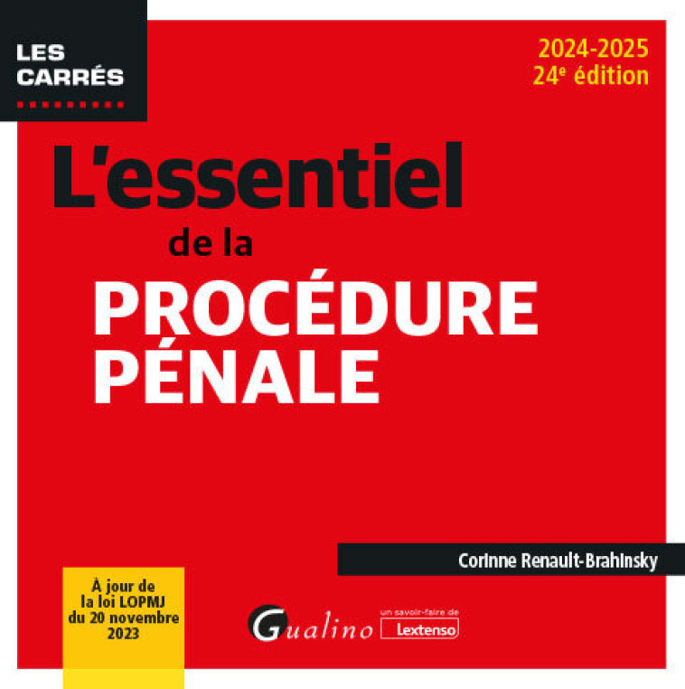 L'essentiel de la procédure pénale - Renault-Brahinsky Corinne - GUALINO