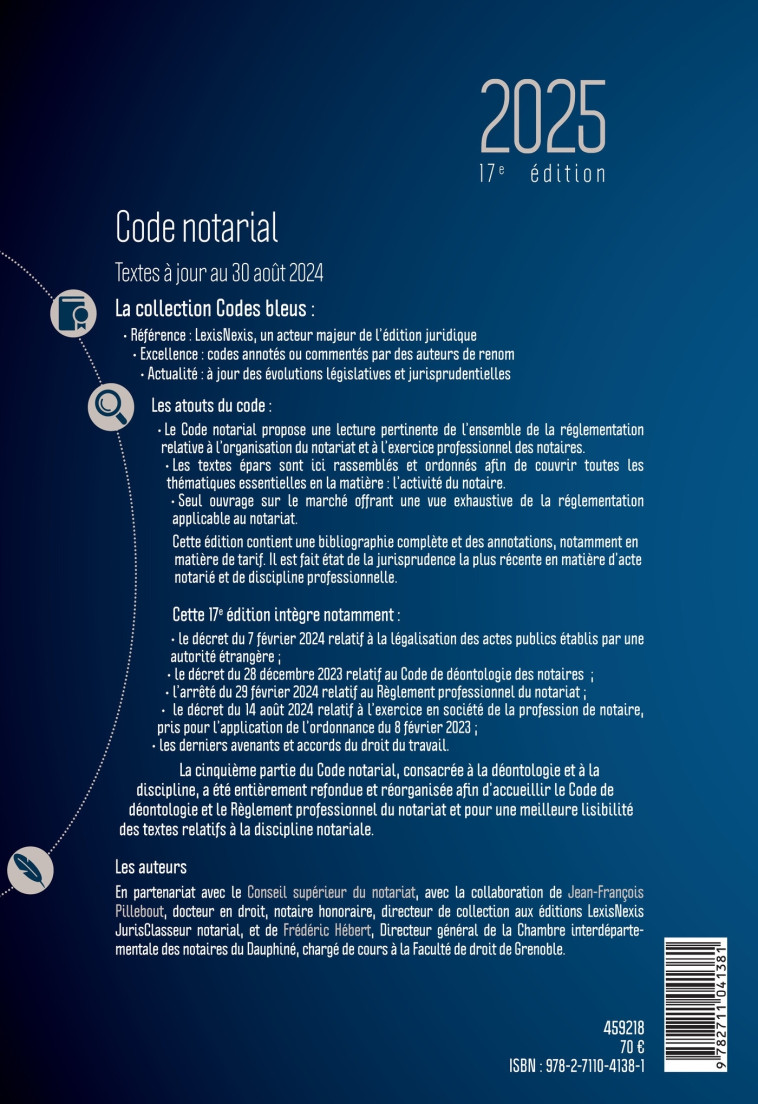 Code notarial 2025 - Hébert Frédéric, Pillebout Jean-Francois - LEXISNEXIS