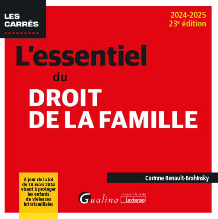 L'essentiel du droit de la famille - Renault-Brahinsky Corinne - GUALINO