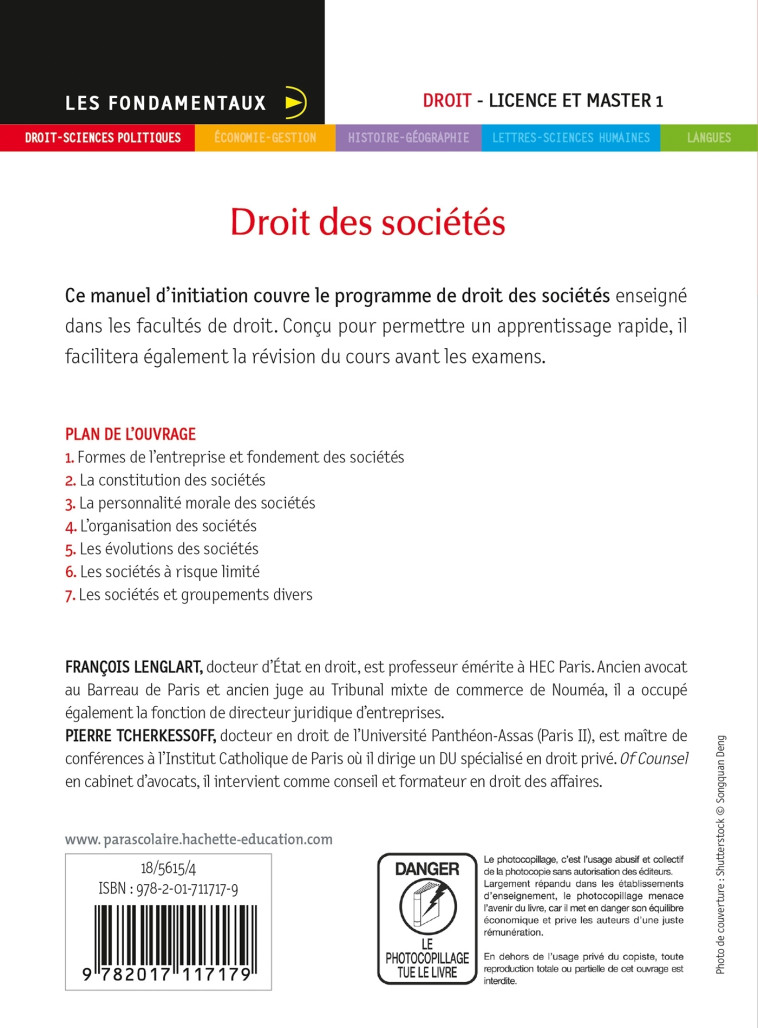 FONDAMENTAUX  - DROIT DES SOCIETES 2021-2022 - LENGLART - HACHETTE EDUC