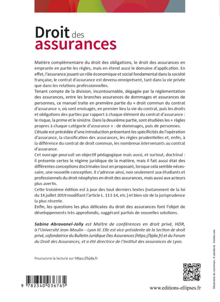 DROIT DES ASSURANCES - 3E ÉDITION ENRICHIE - ABRAVANEL-JOLLY SABINE - ELLIPSES