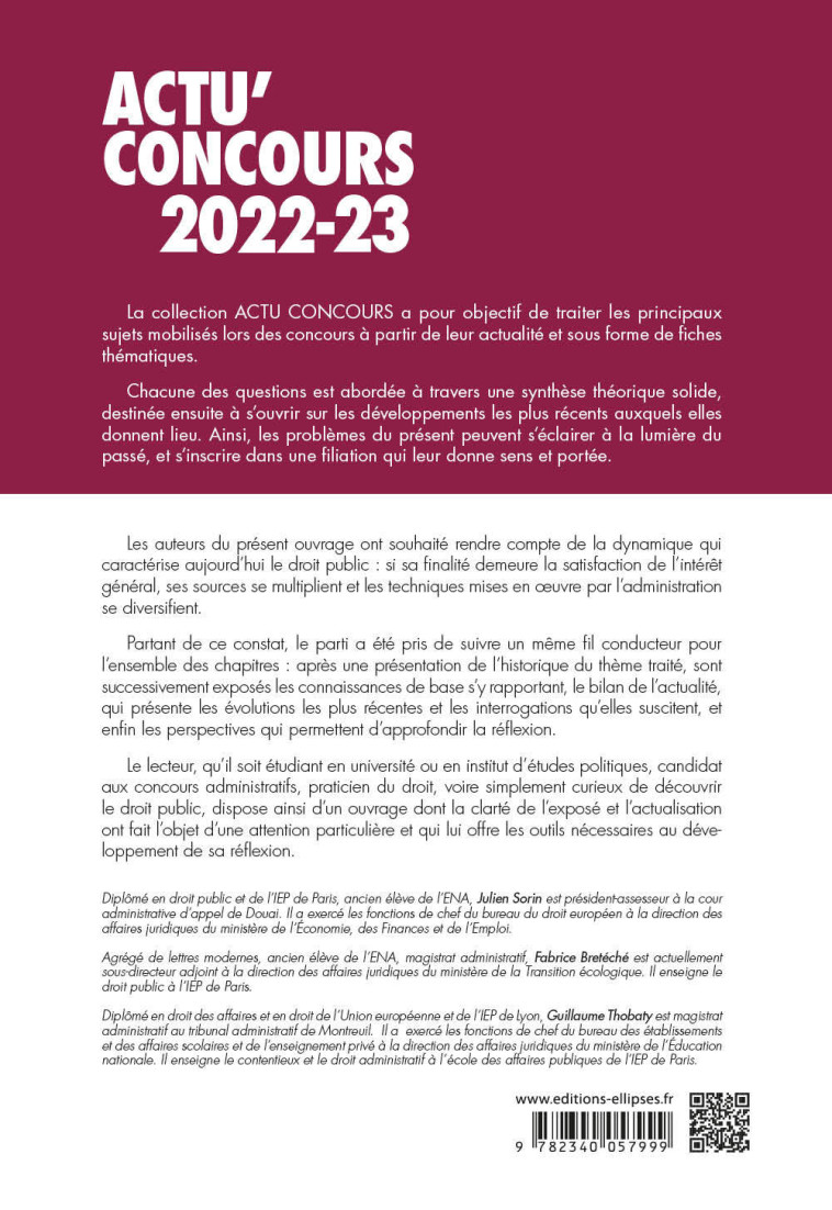 DROIT PUBLIC 2022-2023 - COURS ET QCM - BRETECHE/FOUGIER - ELLIPSES