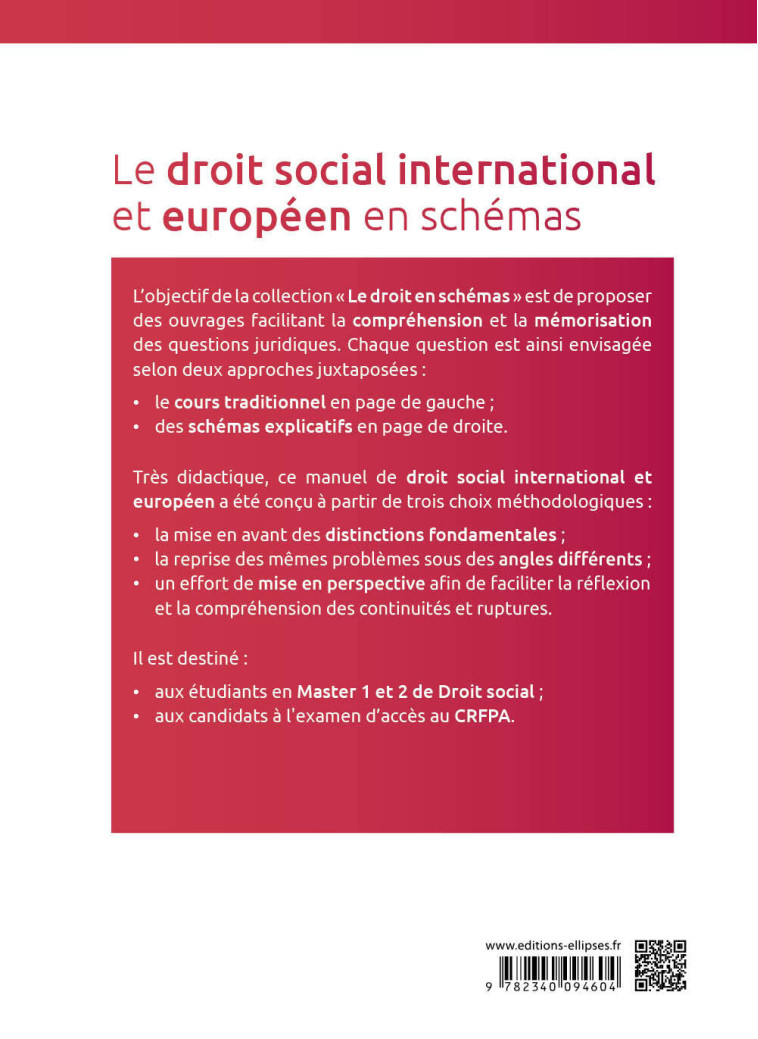 LE DROIT SOCIAL INTERNATIONAL ET EUROPEEN EN SCHEMAS - A JOUR AU 15 MARS 2024 - DONNETTE ANAELLE - ELLIPSES